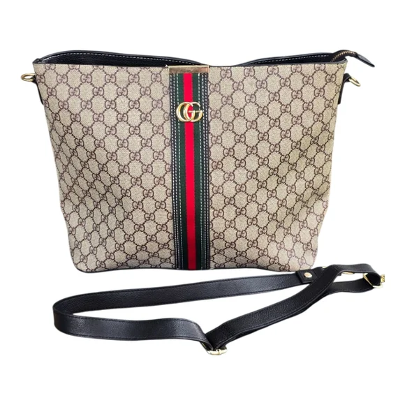 Gucci GG Supreme Messenger Bag Monogram Web Flat Strip Black Red Beige Women - Picture 1 of 16